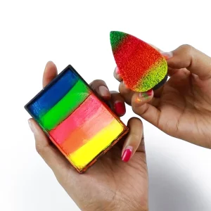 High Quality Non toxic Natural Plant Soft Round Black Stipple Sponge with Mineral/Acrylic for Face & Body Paint DIY Crafts