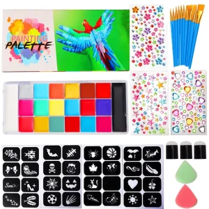 High Quality Professional Paint Kit for Artists with Stencil Brushes for Halloween Makeup Painting