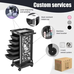 High Quality Professional Salon Trolley Mobile Hair Salon Cart with Drawers & Tool Holder Hair Salon Furniture Barber Shop