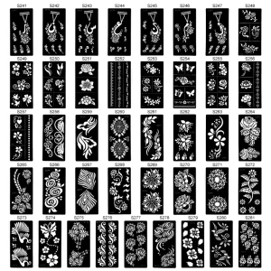 High Quality Reusable Body Art Templates Universal Self Adhesive Henna Stencil Kit Water Transfer Temporary Tattoos Paper