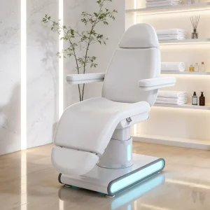 High Quality Salon Equipment White Massage Table Bed Modern 3 Motors Electric Medical Clinic Facial Spa Beauty Bed with Lights