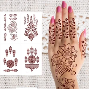 High Quality Temporary Tattoos Fashion style Henna Temporary tattoos, waterproof henna sticker stickers, brown hand tattoos