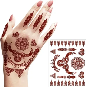 High Quality Temporary Waterproof Paper Indian Mandala Mehndi Style Henna Tattoo Stickers Sexy White Brown Wedding Parties