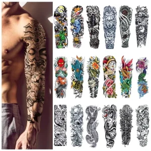 High Quality Waterproof Temporary Flower Tattoo Sticker 170x480mm Lasting 1 Week Water Transfer Printing PET Film