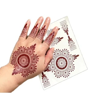 High Quality Waterproof Temporary Paper Fashionable Body Art Mehndi Mandala Brown Maroon Indian Styles Henna Tattoo Stickers