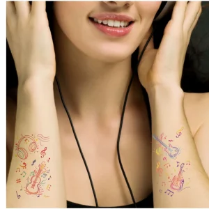 High Sensation Temporary Tattoo Stickers Cross Border Concert Bar Nightclub Carnival Music Notes Paper Body Application