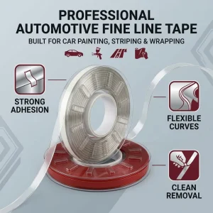 High Temperature Wire Masking Tape for Automotive Painting Steel Wire Reinforced, Solvent Resistant, Clean Removal, No Residue