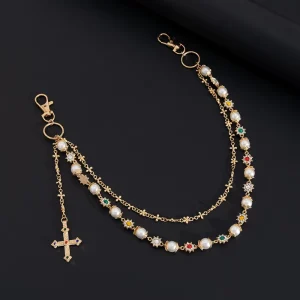 Hip Hop Alloy Small Flower Cross Pants Chain
