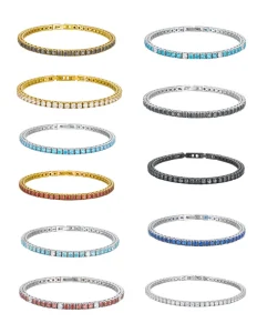Hip Hop Non-Tarnish Tennis Body Jewelry, 18K Gold-Filled Plated