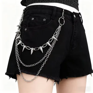 Hip-hop Punk Metal Rivet Pants Chain for Women Men Trend Decoration Multi-layer Jeans Accessories