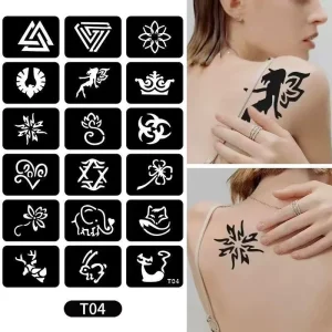 Hollow Pattern Tattoo Stickers Reusable Tattoo and Spray Painting Templates for Body Art Creation