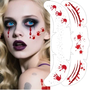 Holographic Glitter Halloween Tattoo Stickers for Day of the Dead Zombies and Skeletons