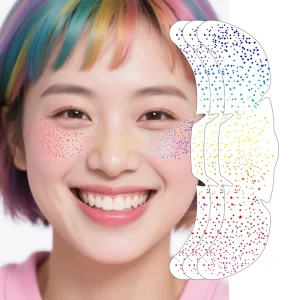 Holographic Multichrome Glitter Freckles Temporary Tattoo Makeup Accessories Waterproof Sparkle Face Glitter Speckles Patches