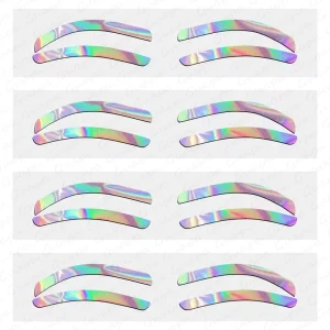 Holographic Silver Eyebrow Airbrush Shaping Stencils Brow Guide Shape Outline Tape Eyebrow Sticker Stencil Brow Tinting Template