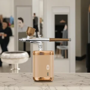 Home Beauty Skin Care Handheld Electric Gold Automatic Airbrush Kit Nail Art Nail Printer DIY Cordless Barber Air Brush Set