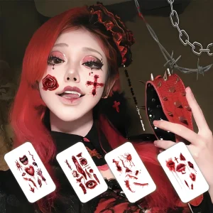 Horror Temporary Tattoos Creepy Wound Stickers Fake Injuries Easy Peel Non Toxic Halloween Makeup Alternative Party Supplies