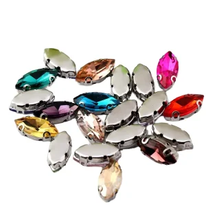 Horse Eye Glass Navette Flatback Loose Sew-On DIY Clothing Shoe Accessories Hand Sewing Rhinestones For Hair Clip Decoration