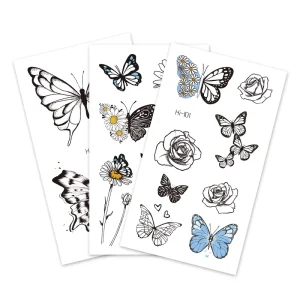 Hot Blue Glow in the dark Tattoo Stickers Aid Waterproof Butterflies Face Stickers