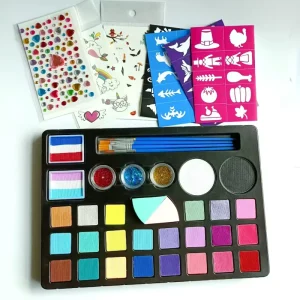 Hot Fashion 24 Colors Body Painting Pigments Paint Plate Brush Set Makeup Kit Face Paint for Kid Party Festival