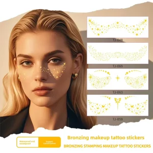 Hot New Waterproof Sweatproof Temporary Makeup Face Tattoo Sticker Freckle Gold Love Heart Universe Hot Tattoo Sticker
