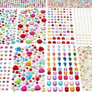 Hot-Seal Craft Gems Self-Adhesive Waterproof Rectangular Gravure Printed Paper Stickers Bling Sparkle Jewels for Nail Body