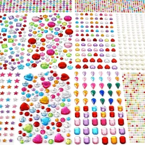 Hot Sealing Gem Stickers Glitter Cute Stickers Jewels Self Adhesive Rhinestone Jewel Bling Acrylic Stickers for Kids Adults