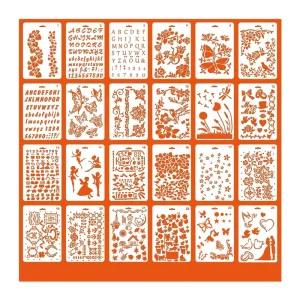 Hot Selling 24 Drawing Templates DIY Album Journal Stencils Theme Lace Ruler Template