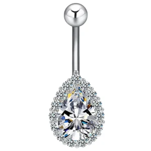 Hot Selling Body Piercing Jewelry Stainless Steel Inlaid Big Zircon Belly Piercing Navel Nail Diamond Ball Top