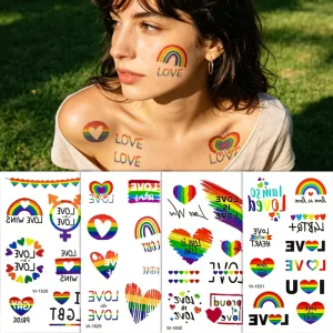 Hot Selling Customizable Rainbow Pattern Tattoos Stickers LGBT Gay Pride Tattoos Stickers Cheering Temporary Tattoo Sticker