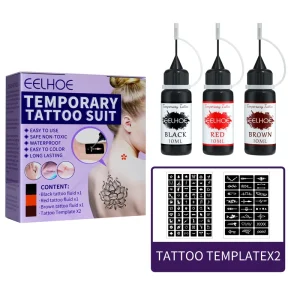 Hot Selling EELHOE Gentle Safe Non Irritating Long-lasting Waterproof Painless Hollow Pattern Template Temporary Tattoo Set