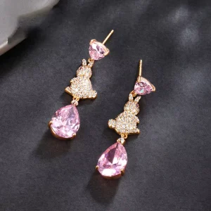 Hot Selling Luxury Skin Friendly Exquisite Vertical Gourd Multi Shiny Gem Bridal Travel Mirror Polished Earring
