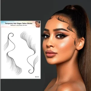 Hot Selling Sexy Girl Baby Hair Temporary Waterproof Tattoo Stickers 220x150mm CE Certified Face Edge Tattoo Decals