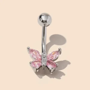 Hot Selling Stainless Steel Butterfly Zircon Body Jewelry Fashionable Nail Jewelry for Navel Piercing Gift