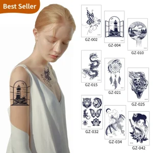 Hot Selling Waterproof Temporary Tattoo Stickers Fashion Body Art for Women and Men Water Transfer Feature for Adults