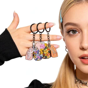 Human Organ Keychain Metal Enamel Key Ring Lung Enamel Keychain
