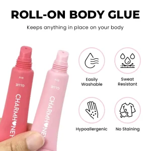 Hypoallergenic Body Adhesive Glue Roll on Clear Non staining Fabric to Skin Glue for Women Clothing No Slip Wardrobe Tape