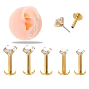 Hypoallergenic Implant Grade Ear Lip Stud 2-4mm Zircon Cartilage Tragus Helix Earrings Push Pin Labret Piercing Jewelry