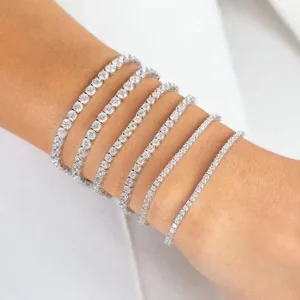 IGI Certified CVD Hpht Lab Grown Diamond Tennis Bracelet Chain Necklace In 10k 14k 18k Solid Gold Four Prong 3mm 4mm 5mm