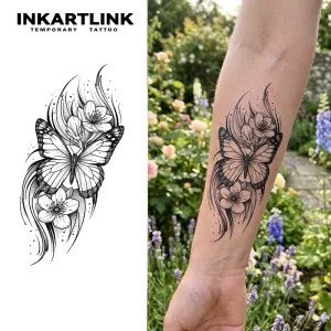 INKARTLINK Custom Realistic Butterfly Body Art Waterproof Long Lasting 2 Weeks Semi Permanent Tattoo Sticker Jagua Ink