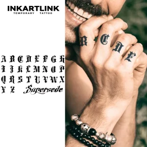 INKARTLINK Tattoo Sticker for Body Paper Tattoo Sticker Gothic Letter Waterproof Eco friendly Long Lasting 15 Days Bulk