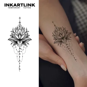 INKARTLINK Tattoo Sticker for Body Paper Tattoo Sticker Lotus Mandala Waterproof Eco friendly Long Lasting 15 Days Bulk