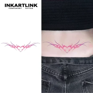 INKARTLINK Y2K Cyber Sigilism Lower Back Temporary Tattoo Waterproof Tribal Butterfly Body Art Sticker Valentine’s Day