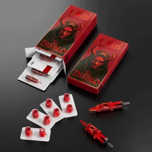 INKin EL Diablo 20pcs Disposable Tattoo Cartridges with Safety Membrane Extra Tapered Tips Professional Customize Tattoo Needle