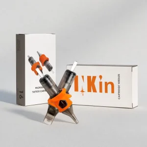 INKin Orange 16pcs/box 1RL Round Liner Long Taper Professional Tattoo Cartridge Needle with Soft Silicone Grip Cover