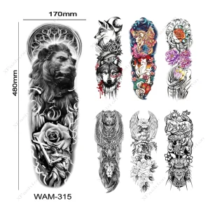 In Stock More Designs Fashion Colorful Full Arm Sleeve Shoulder Tattoo Waterproof Temporary Tattoo Sticker Sexy Paper Large Size