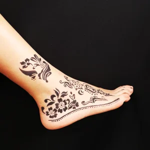 In Stock Reusable Temporary Henna Tattoo Stencils OEM Black PVC Material 24cm*17cm for Women’s Sexy Body Art