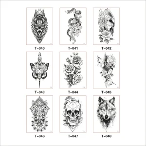 In Stock Temporary Tattoo Sticker New Style Black and White Flower for Arm Design Sketch Sketch Tattoo Sticker
