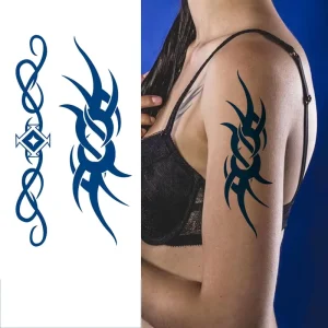 In Stock Waterproof Wattoo Sticker Tribal Custom Black Water Transfer Temporary Tattoo Sticker Lasting 15 Days