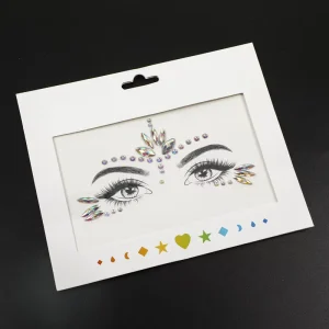 In stock Handmade Adhesive Music Festival Resin Rhinestone Gem Stickers Water Drop Love Pattern Face Eye Decals For