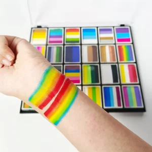 Include Guidelines Non Toxic Water Activated Facepaint Palette Makeup Set Kids Face Painting Kit for Beginners or Starters